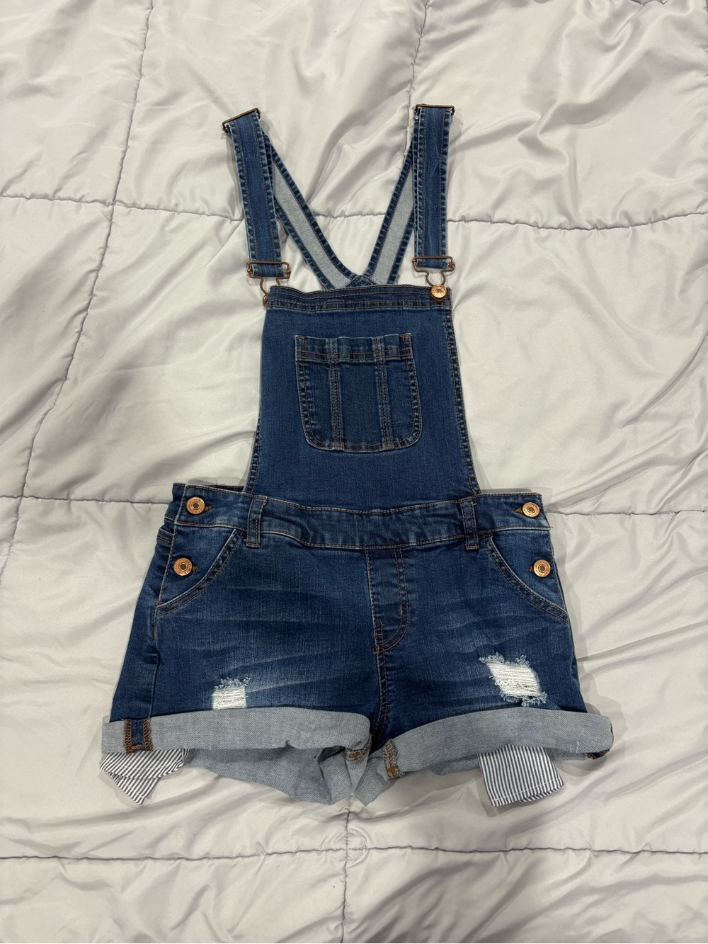 Forever 21 Blue Denim Short Overalls